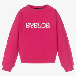 Burberry-Girls Pink Knitted Logo Sweater | Childrensalon Outlet