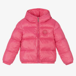 Burberry-Girls Pink Puffer Jacket | Childrensalon Outlet