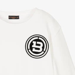 Burberry-Girls White Logo Sweatshirt | Childrensalon Outlet