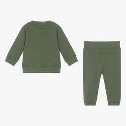 Calvin Klein-Baby Khaki Green Cotton Tracksuit Gift Set | Childrensalon Outlet
