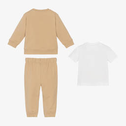 Calvin Klein-Beige Cotton Monogram Tracksuit Baby Gift Set | Childrensalon Outlet