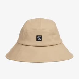 Calvin Klein-Beige Faux Leather Bucket Hat | Childrensalon Outlet