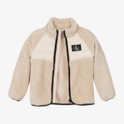 Calvin Klein-Бежевая куртка из плюшевого флиса | Childrensalon Outlet