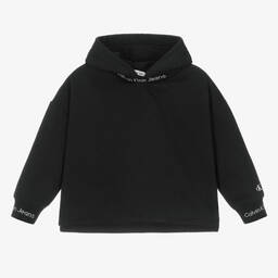Calvin Klein-Black Cotton Jersey Hoodie | Childrensalon Outlet