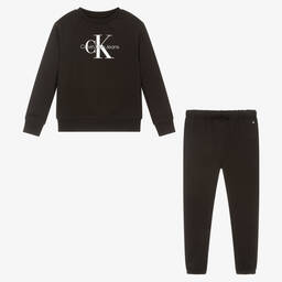 Calvin Klein Jeans-Black Logo Cotton Tracksuit | Childrensalon Outlet