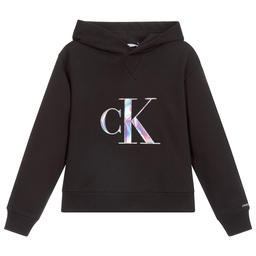 Calvin Klein Jeans-Black Organic Cotton Hoodie  | Childrensalon Outlet