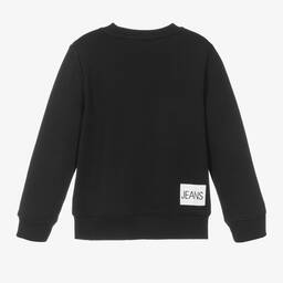 Calvin Klein Джинсы-Черный свитшот из органического хлопка с логотипом | Childrensalon Outlet