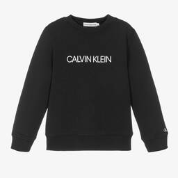 Calvin Klein Джинсы-Черный свитшот из органического хлопка с логотипом | Childrensalon Outlet