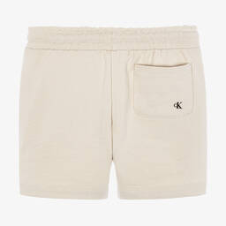 Calvin Klein Джинсы-Boys Beige Cotton Logo Shorts | Childrensalon Outlet