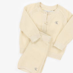Calvin Klein-Boys Beige Knit Cardigan & Shorts | Childrensalon Outlet