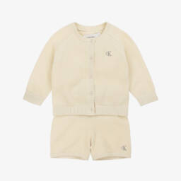 Calvin Klein-Boys Beige Knit Cardigan & Shorts | Childrensalon Outlet