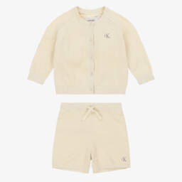 Calvin Klein-Boys Beige Knit Cardigan & Shorts | Childrensalon Outlet