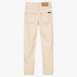 Calvin Klein Jeans-Boys Beige Straight Fit Jeans | Childrensalon Outlet
