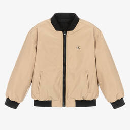 كالفين كلاين-جاكيت بوجهين لون بيج وأسود للأولاد | Childrensalon Outlet