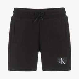Calvin Klein Jeans-Boys Black Cotton Jersey Logo Shorts | Childrensalon Outlet