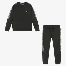 Calvin Klein-Boys Black & Green Tracksuit | Childrensalon Outlet