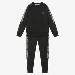 Calvin Klein-Boys Black & Green Tracksuit | Childrensalon Outlet