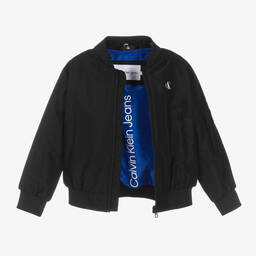 Calvin Klein Jeans-Boys Black Hooded Bomber Jacket | Childrensalon Outlet