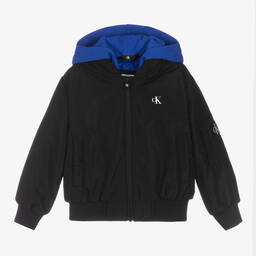 Calvin Klein Jeans-Boys Black Hooded Bomber Jacket | Childrensalon Outlet