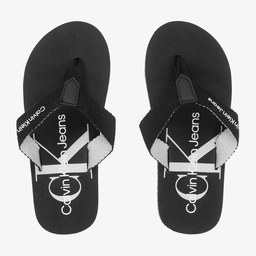 Calvin Klein Jeans-Boys Black Logo Flip-Flops | Childrensalon Outlet