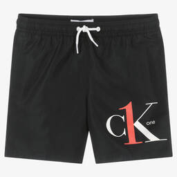 Calvin Klein-Boys Black Logo Swim Shorts | Childrensalon Outlet