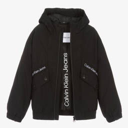 Calvin Klein Jeans-جاكيت هودي لون أسود للأولاد | Childrensalon Outlet