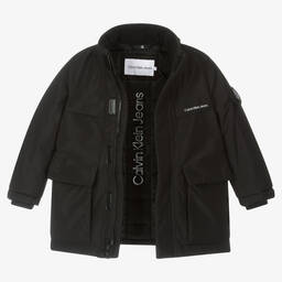 Calvin Klein Jeans-Boys Black Padded Coat | Childrensalon Outlet