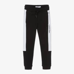 Calvin Klein-Boys Black & White Cotton Joggers | Childrensalon Outlet