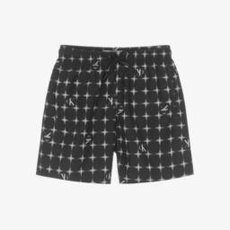 Calvin Klein-Boys Black & White Grid Pattern Swim Shorts | Childrensalon Outlet