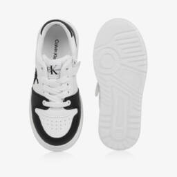 Calvin Klein-حذاء رياضي للأولاد باللونين الأسود والأبيض بأسلوب الجلد | Childrensalon Outlet