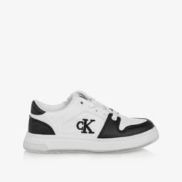 Calvin Klein-حذاء رياضي للأولاد باللونين الأسود والأبيض بأسلوب الجلد | Childrensalon Outlet