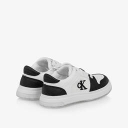 Calvin Klein-حذاء رياضي للأولاد باللونين الأسود والأبيض بأسلوب الجلد | Childrensalon Outlet