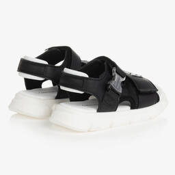 Calvin Klein Jeans-Boys Black & White Logo Sandals | Childrensalon Outlet