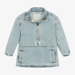 Calvin Klein-Boys Blue Denim Half-Zip Jacket | Childrensalon Outlet