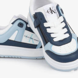 Calvin Klein-Boys Blue Faux Leather Sneakers | Childrensalon Outlet