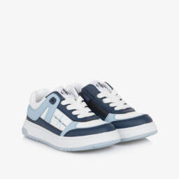 Calvin Klein-Boys Blue Faux Leather Sneakers | Childrensalon Outlet