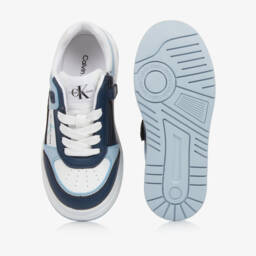 Calvin Klein-Boys Blue Faux Leather Sneakers | Childrensalon Outlet