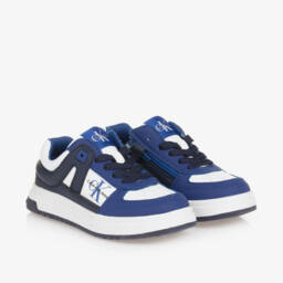 Calvin Klein-Boys Blue Faux Leather Trainers | Childrensalon Outlet