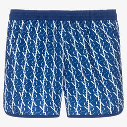 كالفين كلاين-Boys Blue Logo Swim Shorts | Childrensalon Outlet