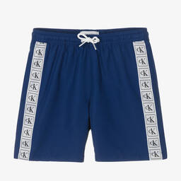 Calvin Klein-Boys Blue Logo Swim Shorts | Childrensalon Outlet