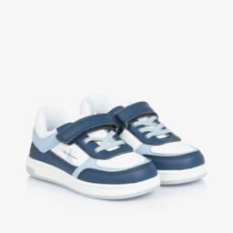 Calvin Klein-Boys Blue Velcro Faux Leather Kicks | Childrensalon Outlet