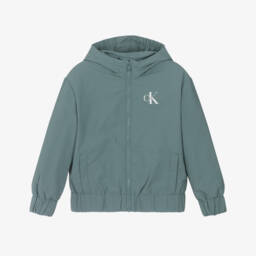 Calvin Klein-Boys Charcoal Hooded Logo Windbreaker | Childrensalon Outlet