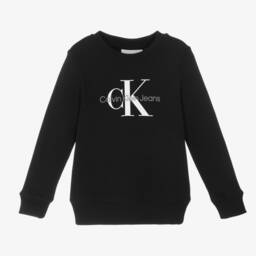 Calvin Klein-Boys Cotton Monogram Black Pullover | Childrensalon Outlet