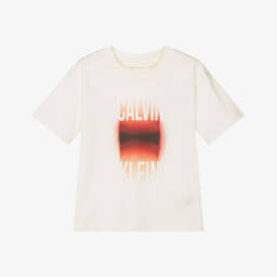 Calvin Klein-Boys Creamy Cotton Tee with Bold Print | Childrensalon Outlet
