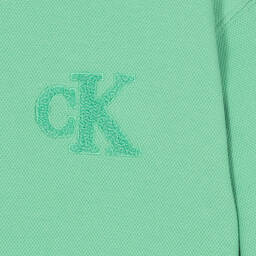 Calvin Klein Jeans-Boys Green Piqué Logo Sweatshirt | Childrensalon Outlet
