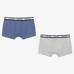 Calvin Klein-Boys Grey & Blue Boxer Shorts | Childrensalon Outlet
