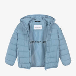 Calvin Klein-Boys Hooded Blue Puffer Coat | Childrensalon Outlet