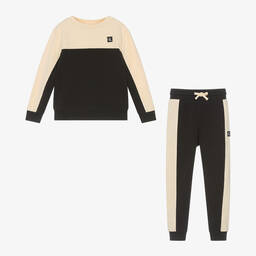 Calvin Klein-Boys Ivory & Black Colourblock Tracksuit | Childrensalon Outlet