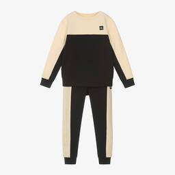 Calvin Klein-Boys Ivory & Black Colourblock Tracksuit | Childrensalon Outlet