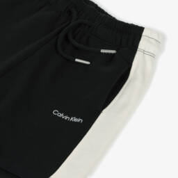 Calvin Klein-Boys Ivory-Trimmed Black Knit Shorts | Childrensalon Outlet